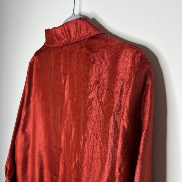 Ali Miles Jacket Womens XL Red Shimmer Collared Black‎ Textured Buttons Classic - Picture 5 of 13